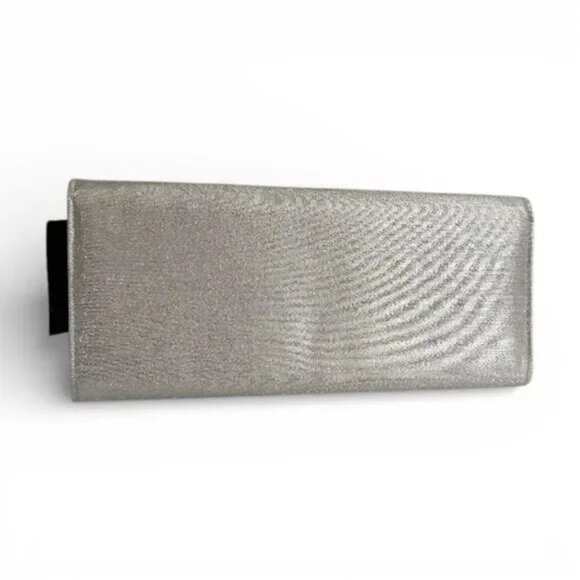 D'MARGEAUX Silver Metallic Goldtone accent Evening Clutch - Picture 5 of 10